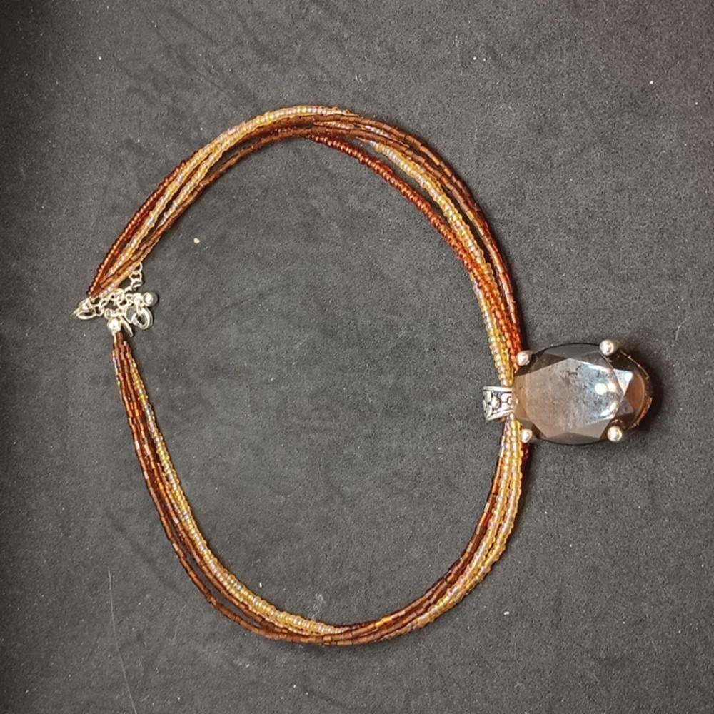 Premier designs brown seed bead pendant necklace